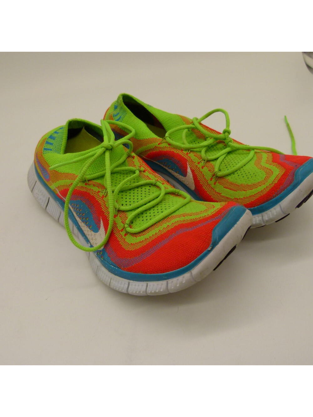 Nike Free RN Flyknit Multicolor Running Shoes Neon Women's Size 10 EUC